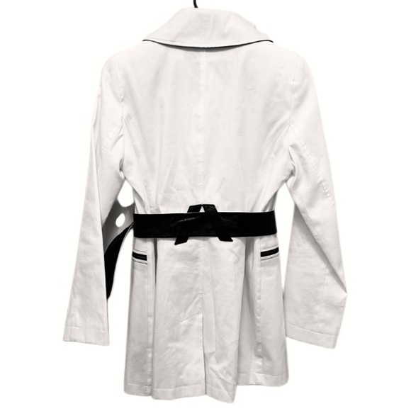 Via Spiga Women’s Ivory & Black Belted Midi Trench Coat 100% Cotton Sz XS NWOT - Picture 11 of 14